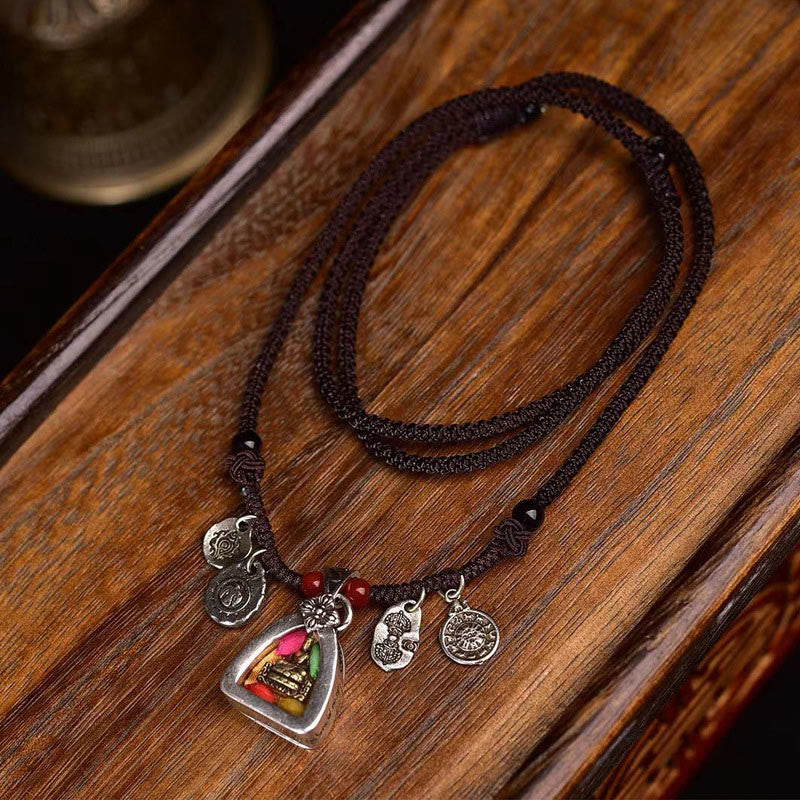 Tibetan Medicine Buddha Compassion Braided Rope Necklace Pendant