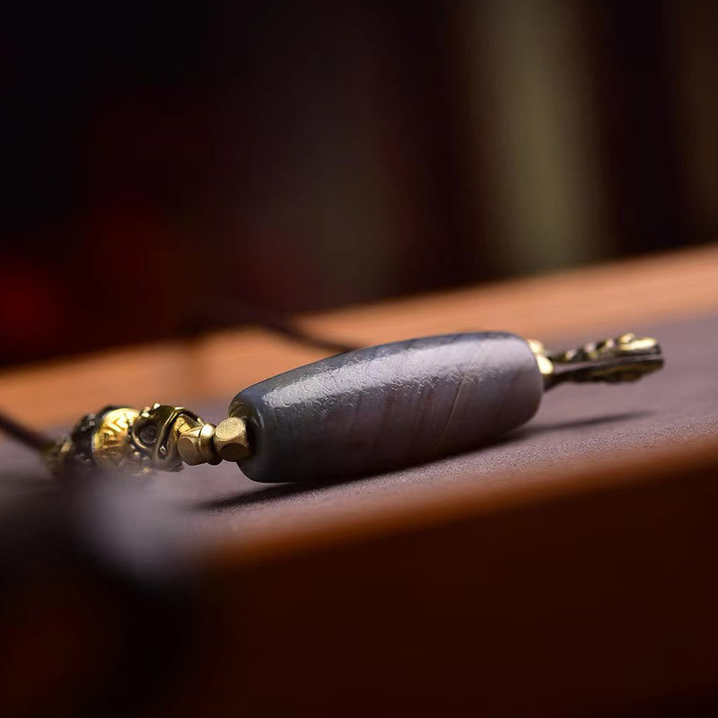 Tibet Dzi Bead Om Mani Padme Hum Protection Necklace Pendant - Image 3