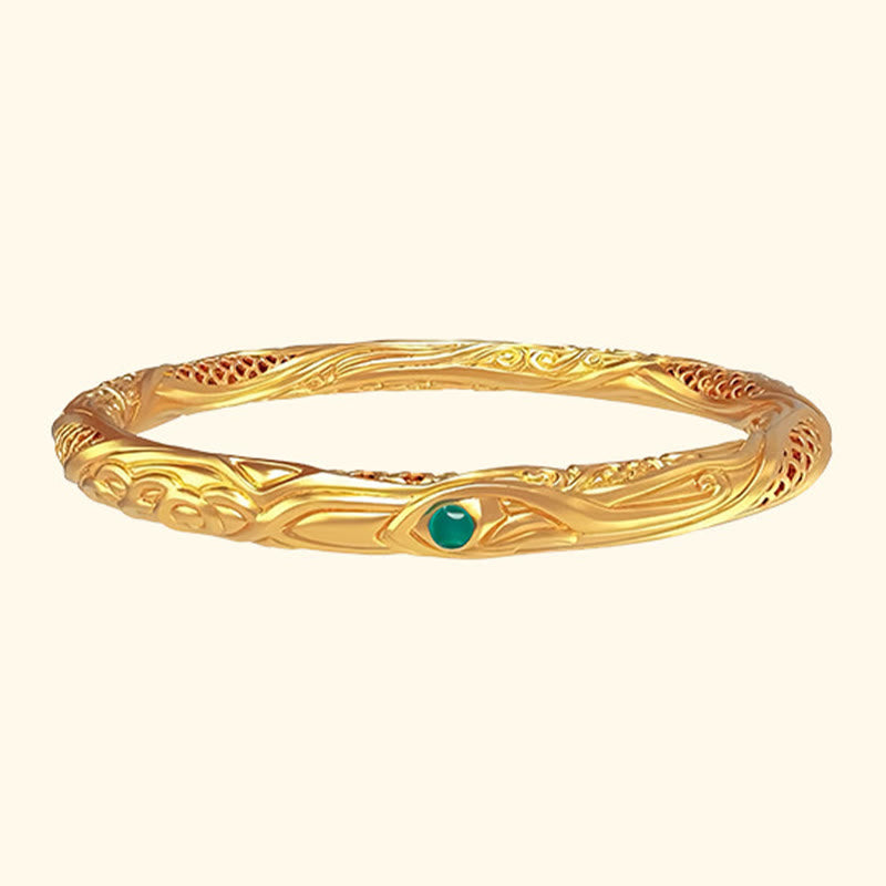 999 Sterling Silver Golden Flower Hollow Design Blessing Bracelet Bangle - Image 9