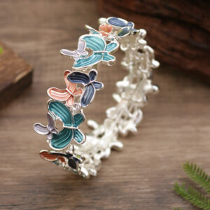 Colorful Butterfly Love Alloy Elastic Bracelet Bangle