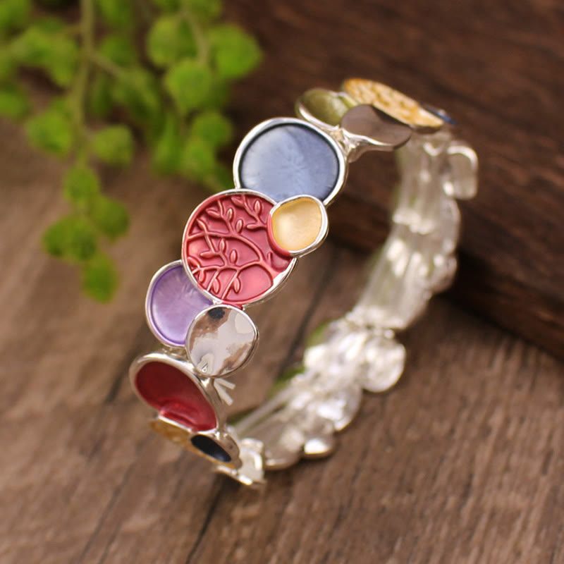 The Tree Of Life Round Pattern Unity Alloy Elastic Bracelet Bangle