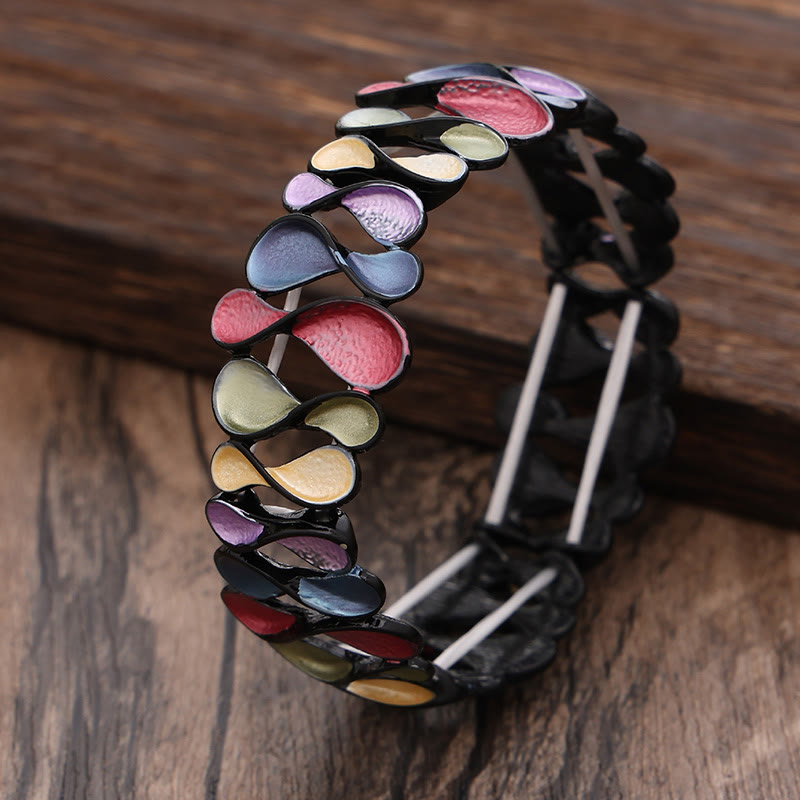 Colorful Geometric Hollow 8-shaped Alloy Healing Elastic Bracelet Bangle - Image 9