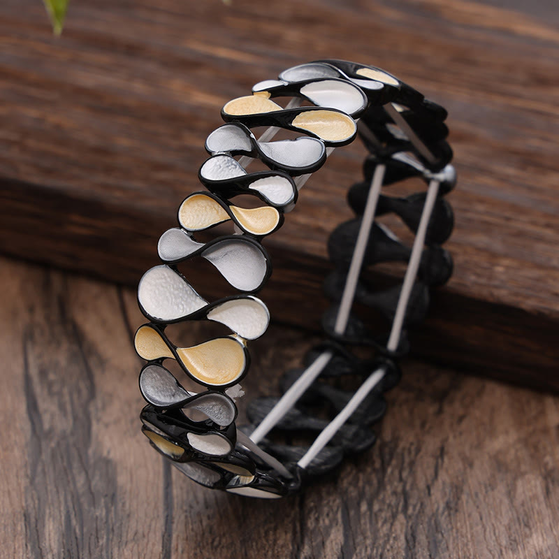 Colorful Geometric Hollow 8-shaped Alloy Healing Elastic Bracelet Bangle - Image 6