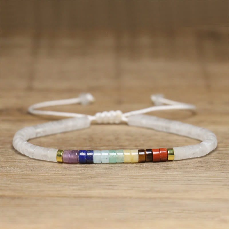 Natural White Crystal Black Onyx Clarity Spacer Bead Bracelet