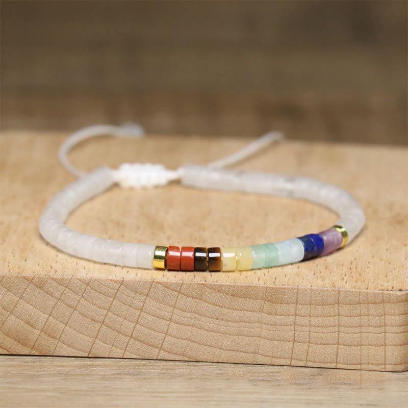 Natural White Crystal Black Onyx Clarity Spacer Bead Bracelet - Image 3