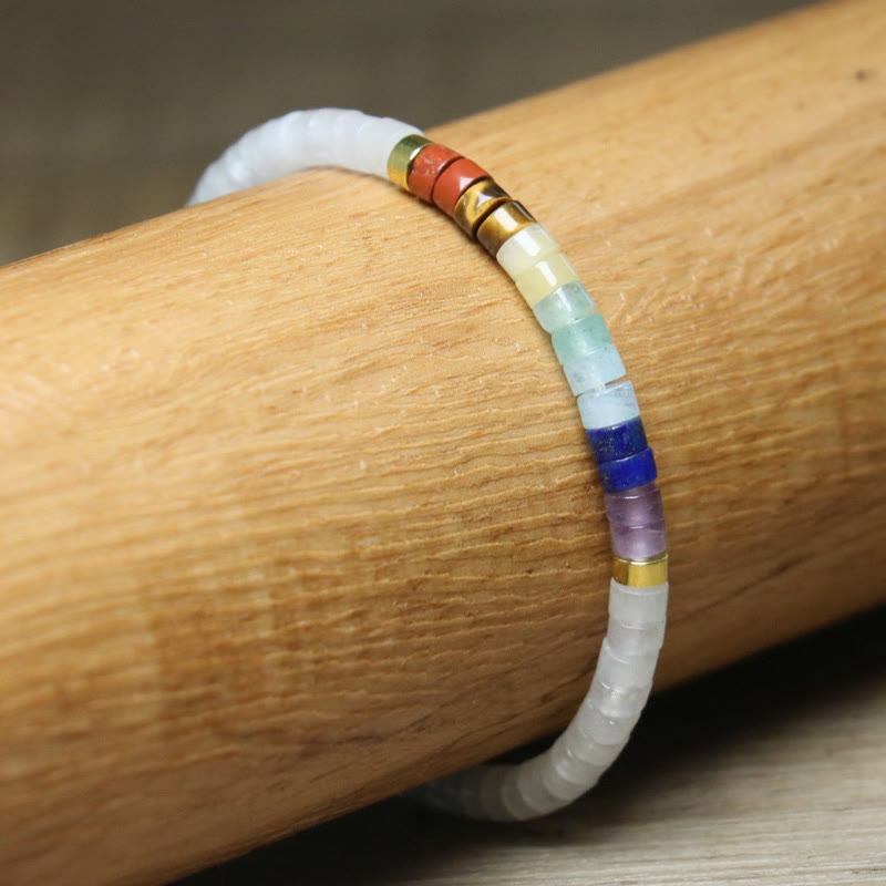 Natural White Crystal Black Onyx Clarity Spacer Bead Bracelet - Image 5