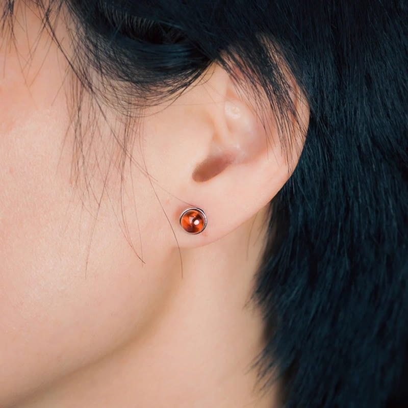 925 Sterling Silver Garnet Protection Earrings - Image 8