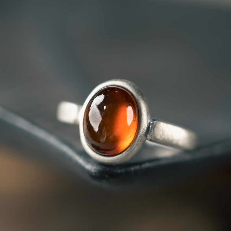 Natural 925 Sterling Silver Garnet Adjustable Inserted Calm Ring