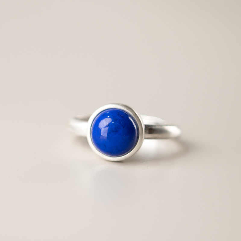 Natural 925 Sterling Silver Lazurite Turquoise Adjustable Balance Ring - Image 3