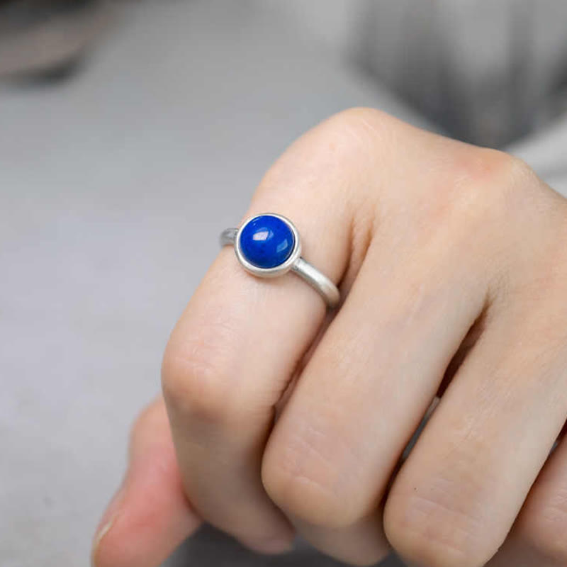 Natural 925 Sterling Silver Lazurite Turquoise Adjustable Balance Ring - Image 5