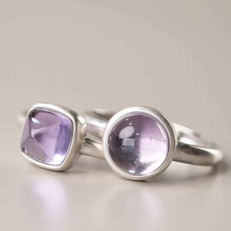 Natural 925 Sterling Silver Amethyst Adjustable Balance Ring - Image 14