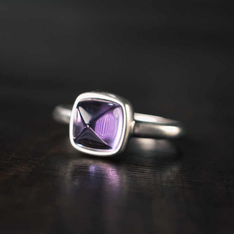 Natural 925 Sterling Silver Amethyst Adjustable Balance Ring - Image 11