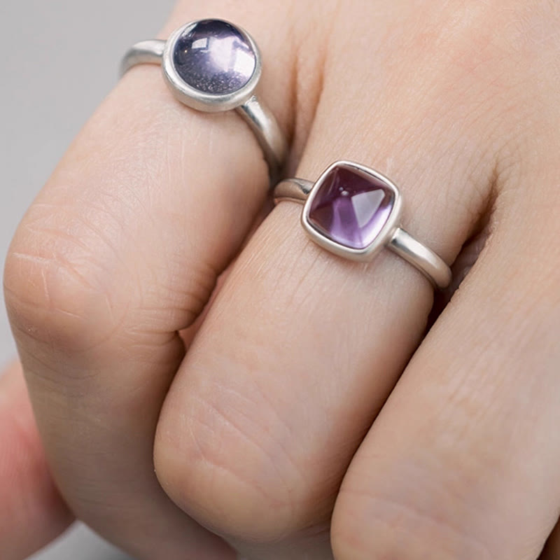 Natural 925 Sterling Silver Amethyst Adjustable Balance Ring - Image 16