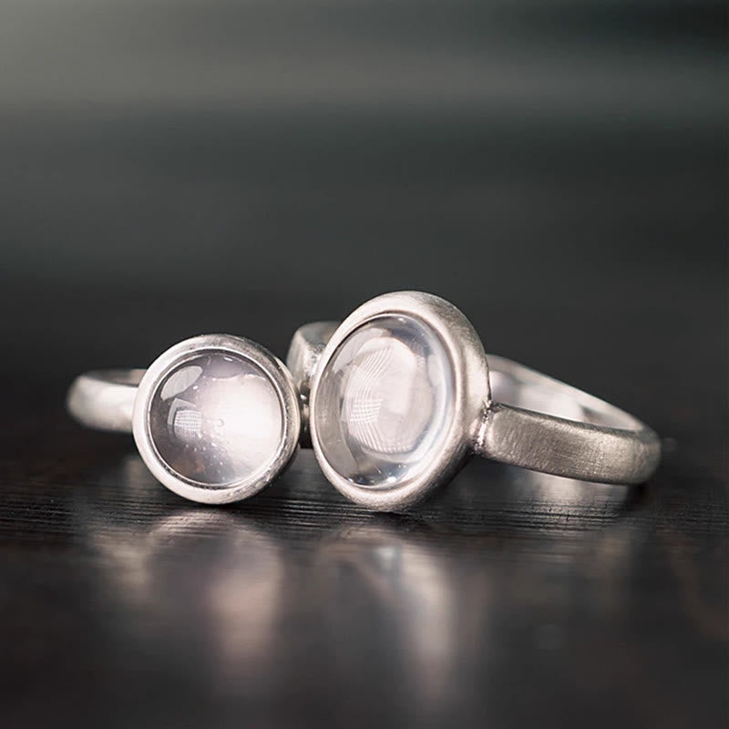 Natural 925 Sterling Silver Pink Crystal Adjustable Warmth Ring