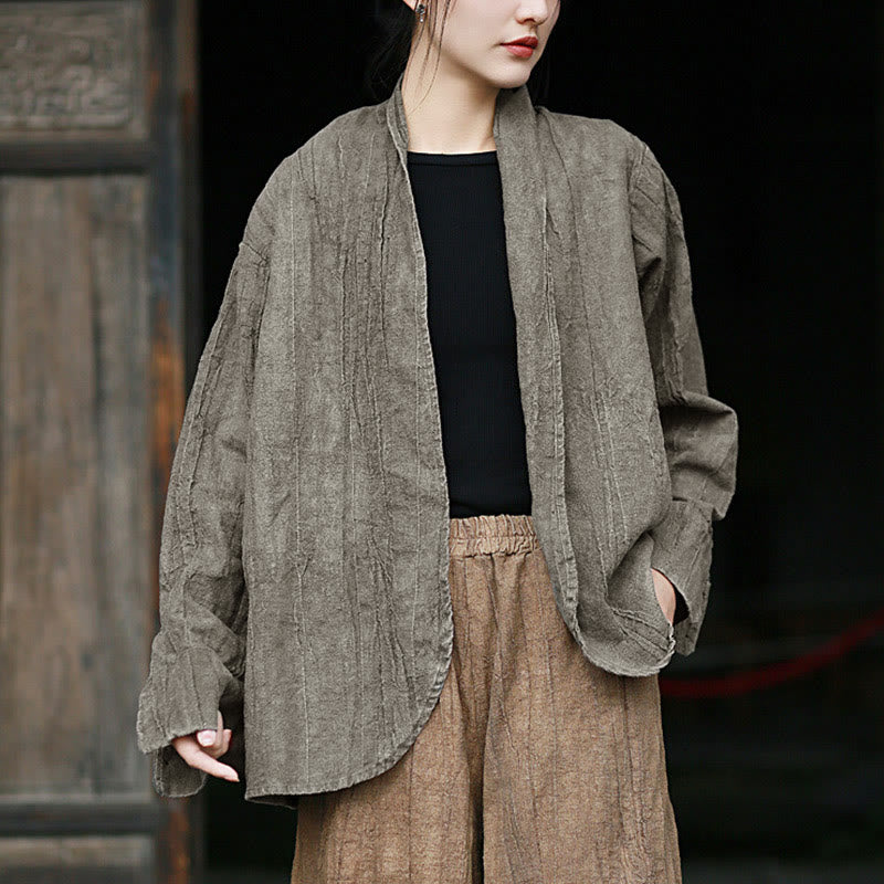 Solid Color Tie Dye Long Sleeve Zen Meditation Open Front Jacket