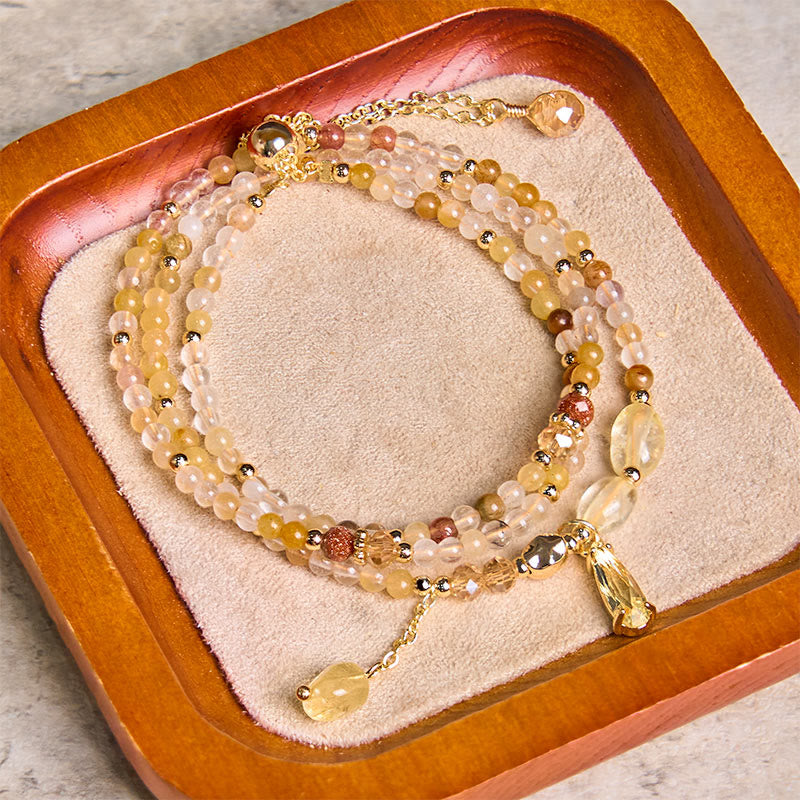 Natural Citrine Beads Pleasure Multi Layer Bracelet - Image 3