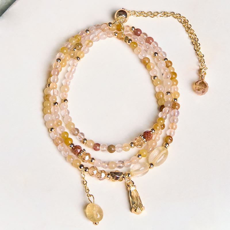 Natural Citrine Beads Pleasure Multi Layer Bracelet - Image 7