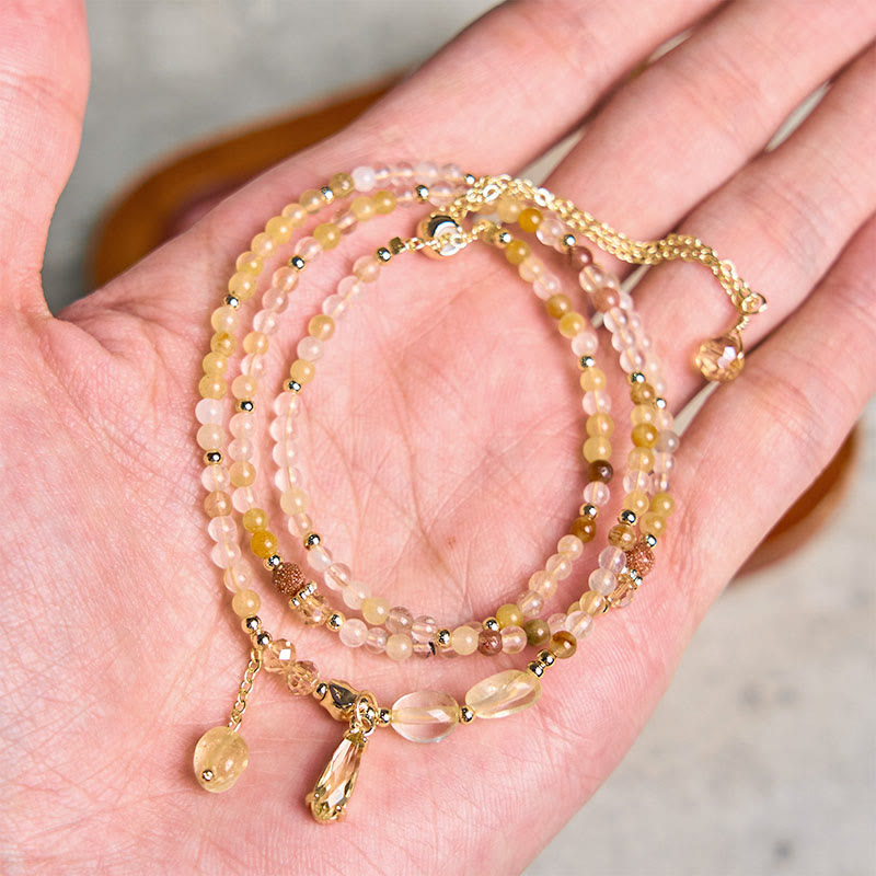 Natural Citrine Beads Pleasure Multi Layer Bracelet - Image 4