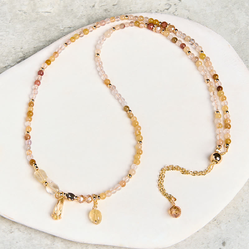 Natural Citrine Beads Pleasure Multi Layer Bracelet - Image 8
