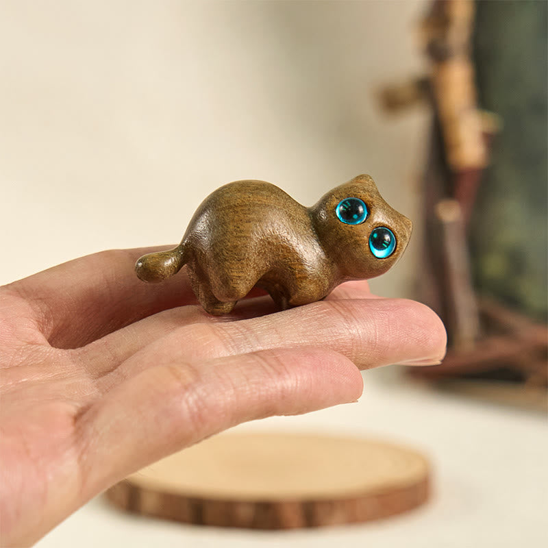 Mini Cute Stretching Cat Carved Soothing Desk Decoration - Image 6