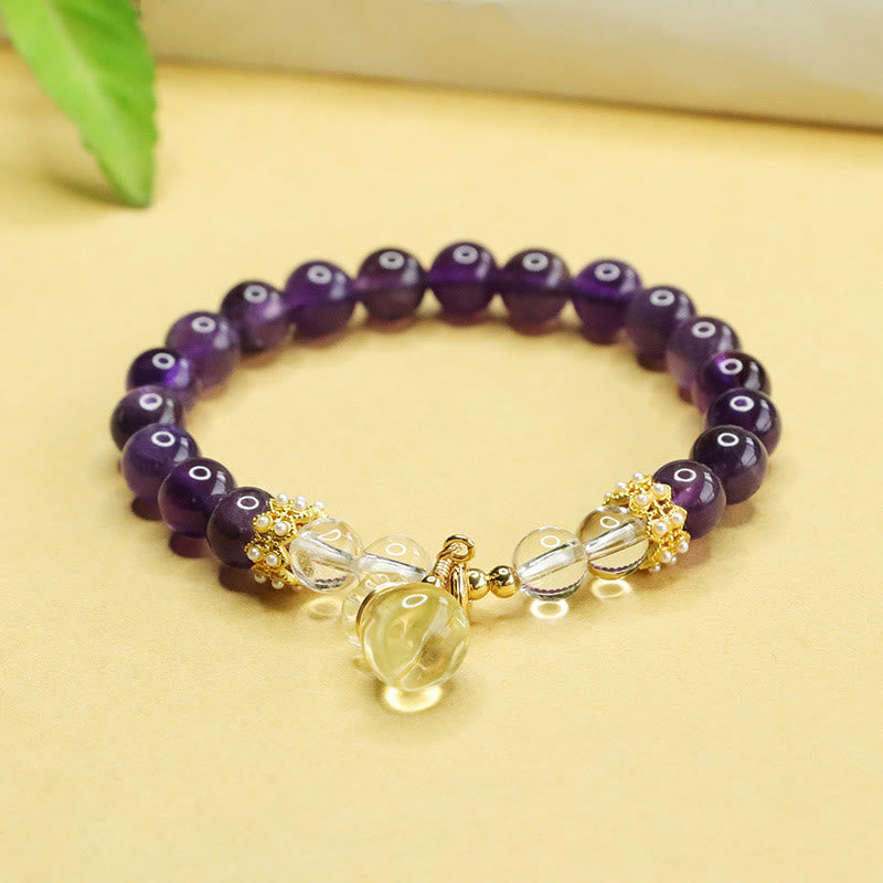 Natural Amethyst Citrine Money Bag Balance Bracelet