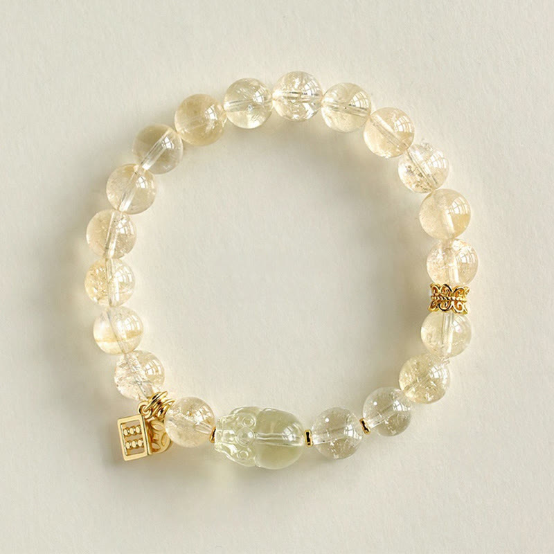 Natural Citrine PiXiu Copper Coin Protection Bracelet - Image 3