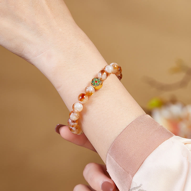 999 Sterling Silver Citrine Om Mani Padme Hum Protection Bracelet - Image 9