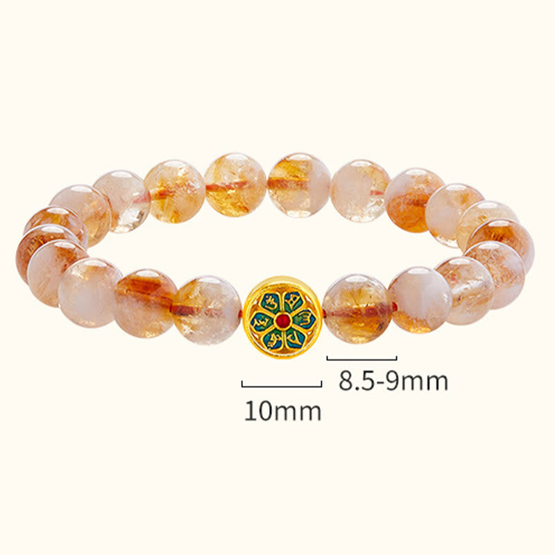 999 Sterling Silver Citrine Om Mani Padme Hum Protection Bracelet - Image 5
