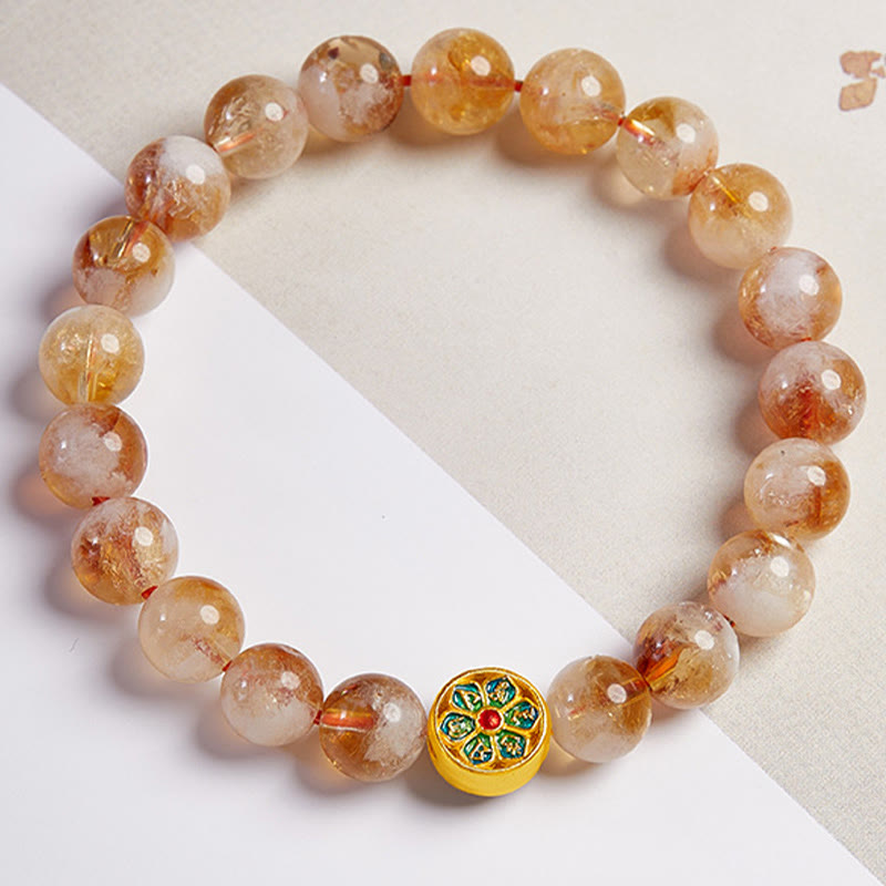 999 Sterling Silver Citrine Om Mani Padme Hum Protection Bracelet - Image 3