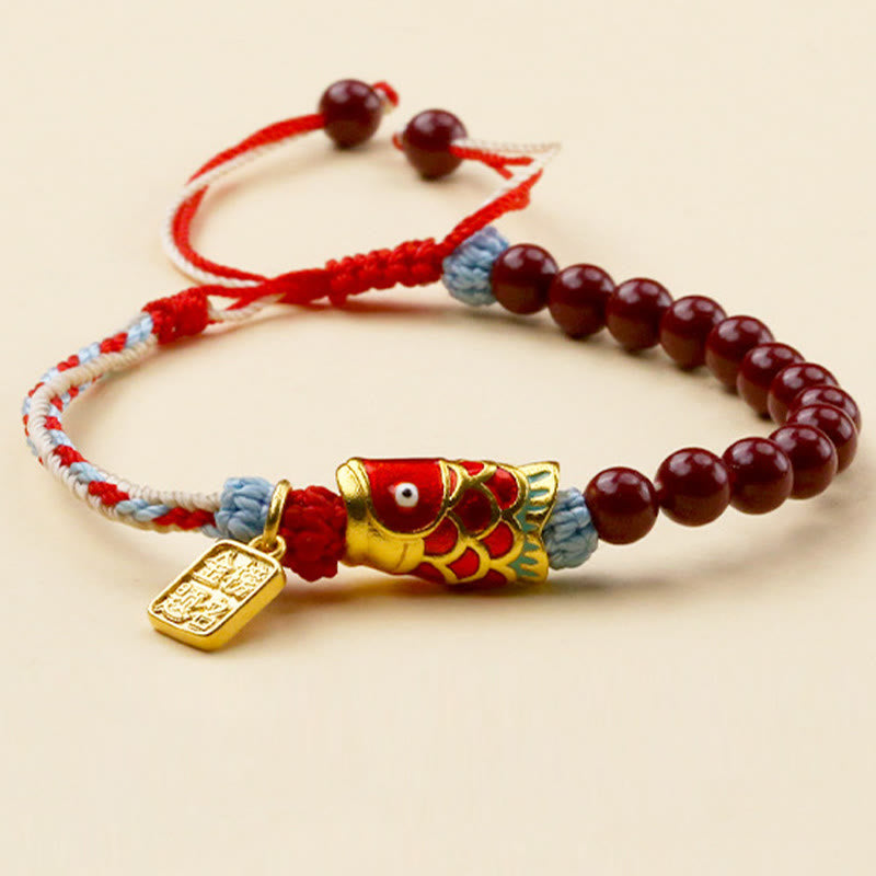 Cinnabar Beads Lucky Koi Fish Blessing Bracelet