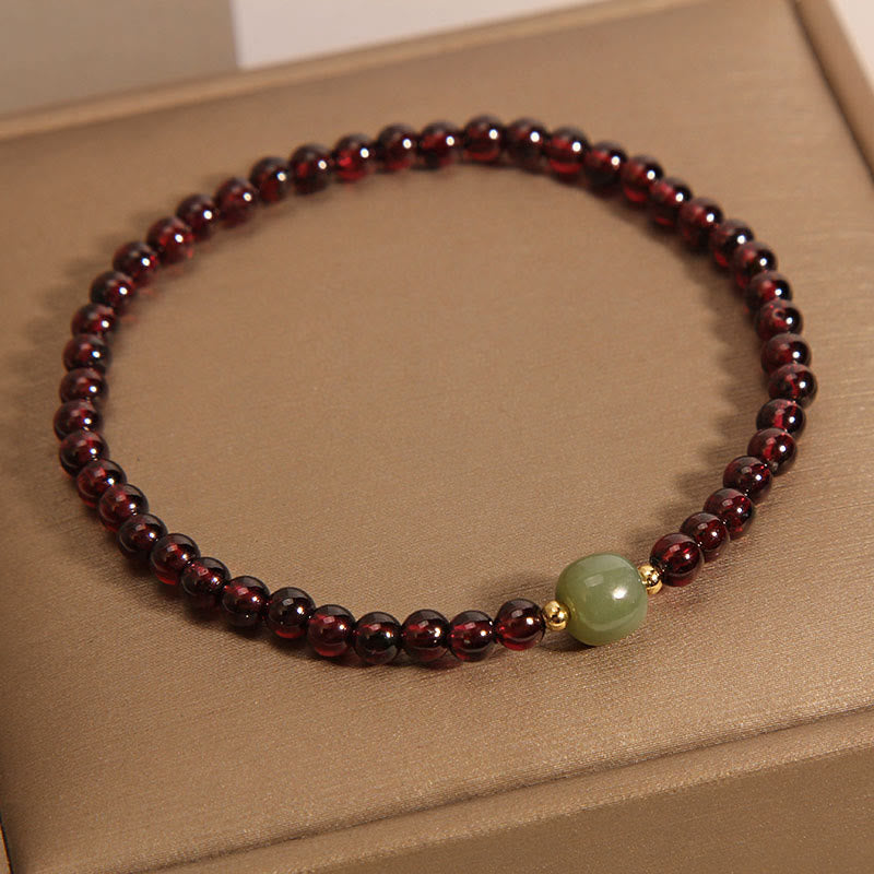 Natural 3mm Ultra-thin Garnet Hetian Jade Beads Stability Bracelet