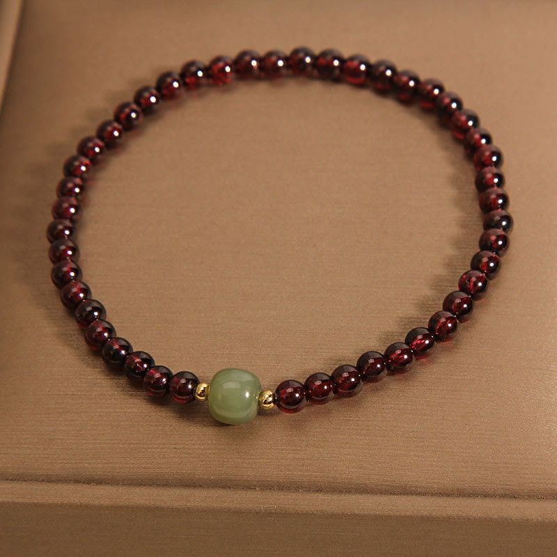 Natural 3mm Ultra-thin Garnet Hetian Jade Beads Stability Bracelet - Image 6