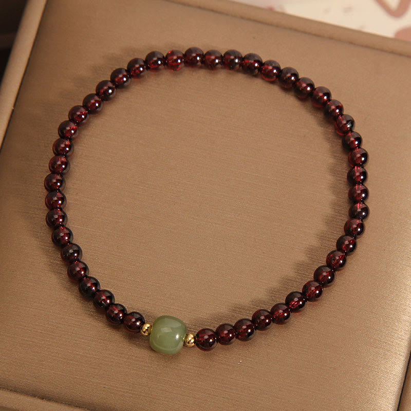 Natural 3mm Ultra-thin Garnet Hetian Jade Beads Stability Bracelet - Image 4