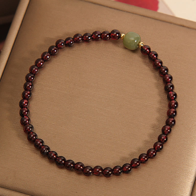 Natural 3mm Ultra-thin Garnet Hetian Jade Beads Stability Bracelet - Image 3