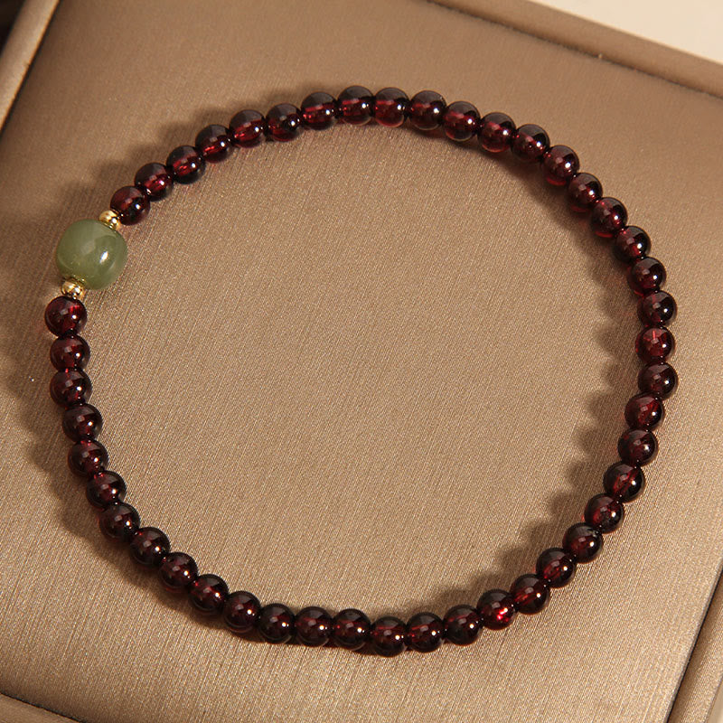 Natural 3mm Ultra-thin Garnet Hetian Jade Beads Stability Bracelet - Image 5
