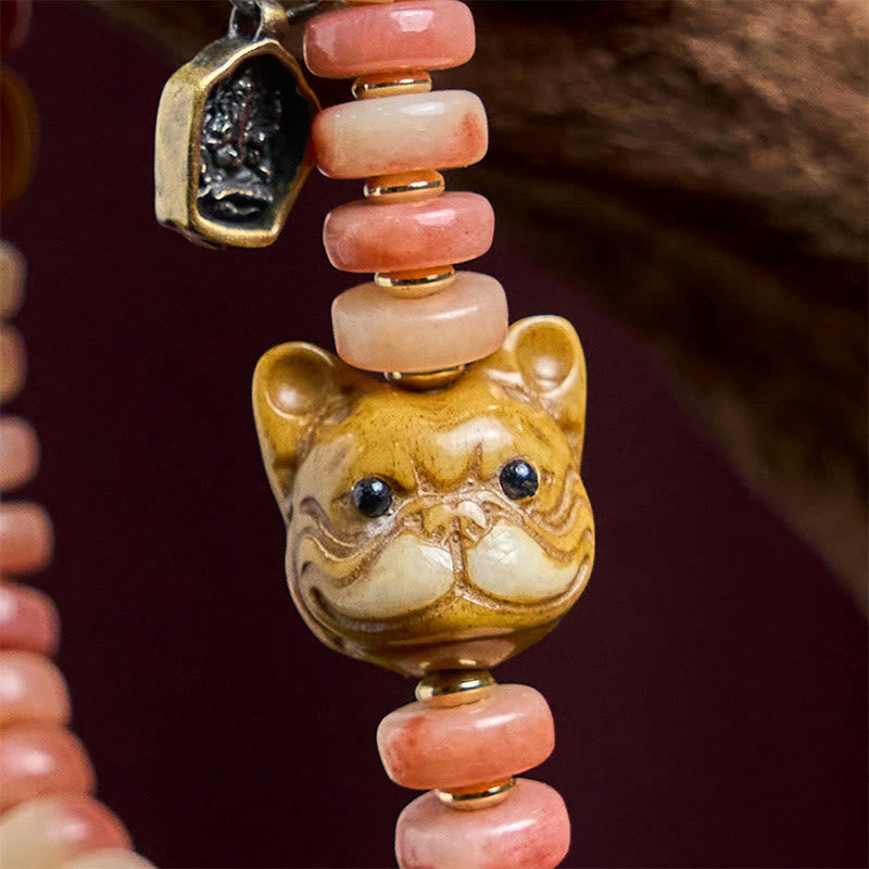 Natural Tibetan Camel Bone Purple Blood Beads Pug Luck Bracelet - Image 5