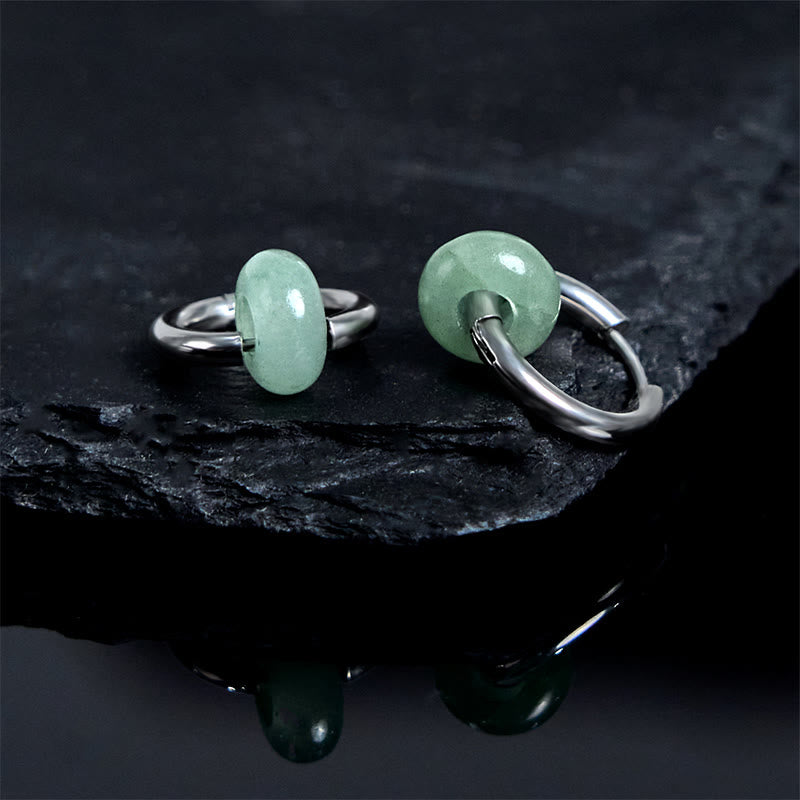 "Sending Calm and Elegance"Titanium Steel Jade Earrings Includes Gift Message Card - Image 5