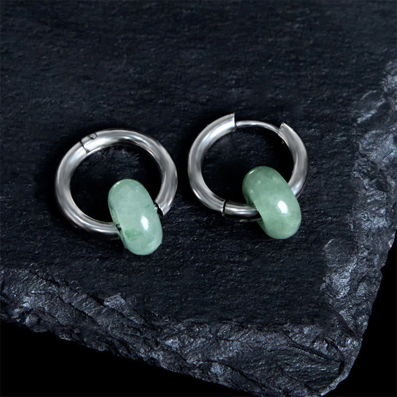 "Sending Calm and Elegance"Titanium Steel Jade Earrings Includes Gift Message Card - Image 4