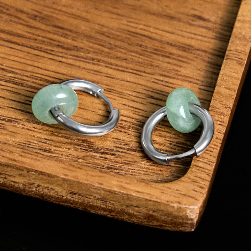 "Sending Calm and Elegance"Titanium Steel Jade Earrings Includes Gift Message Card - Image 10