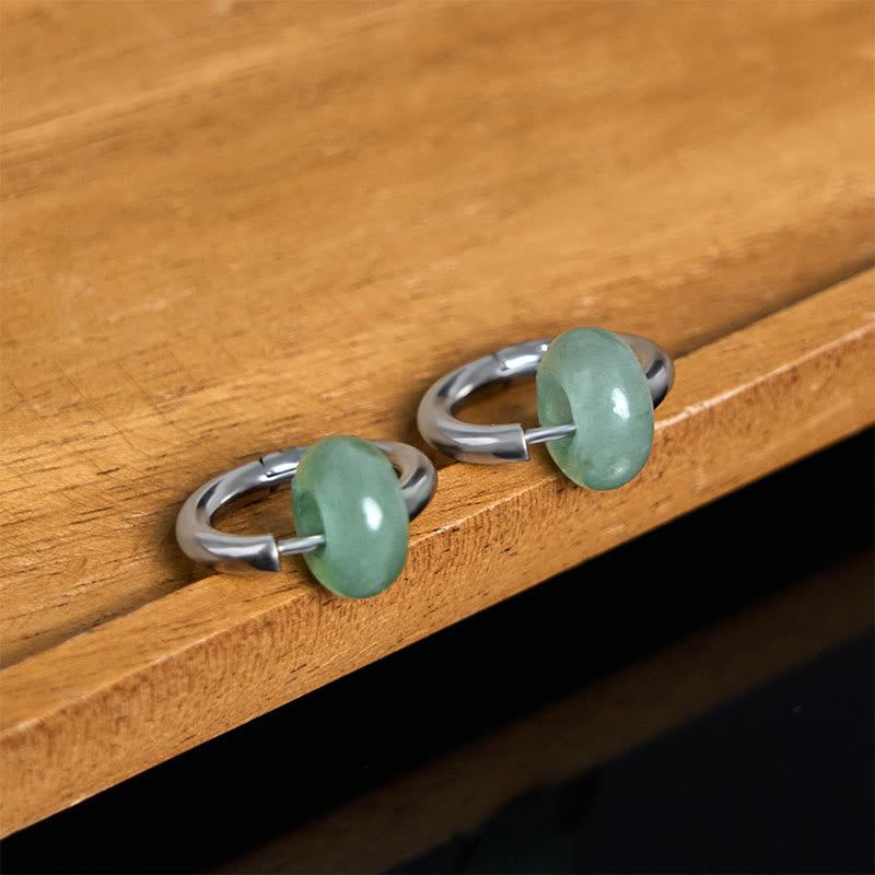 "Sending Calm and Elegance"Titanium Steel Jade Earrings Includes Gift Message Card - Image 9