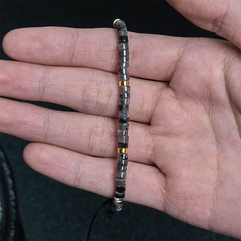 Natural Black Glitter Stone Courage Spacer Bead Bracelet - Image 4