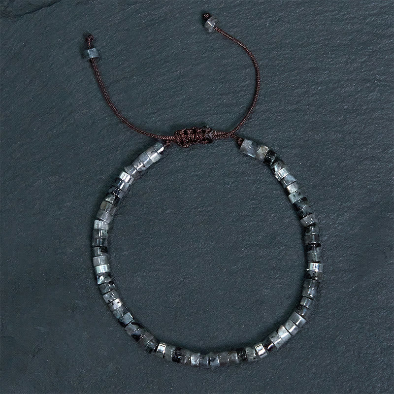 Natural Black Glitter Stone Courage Spacer Bead Bracelet - Image 8