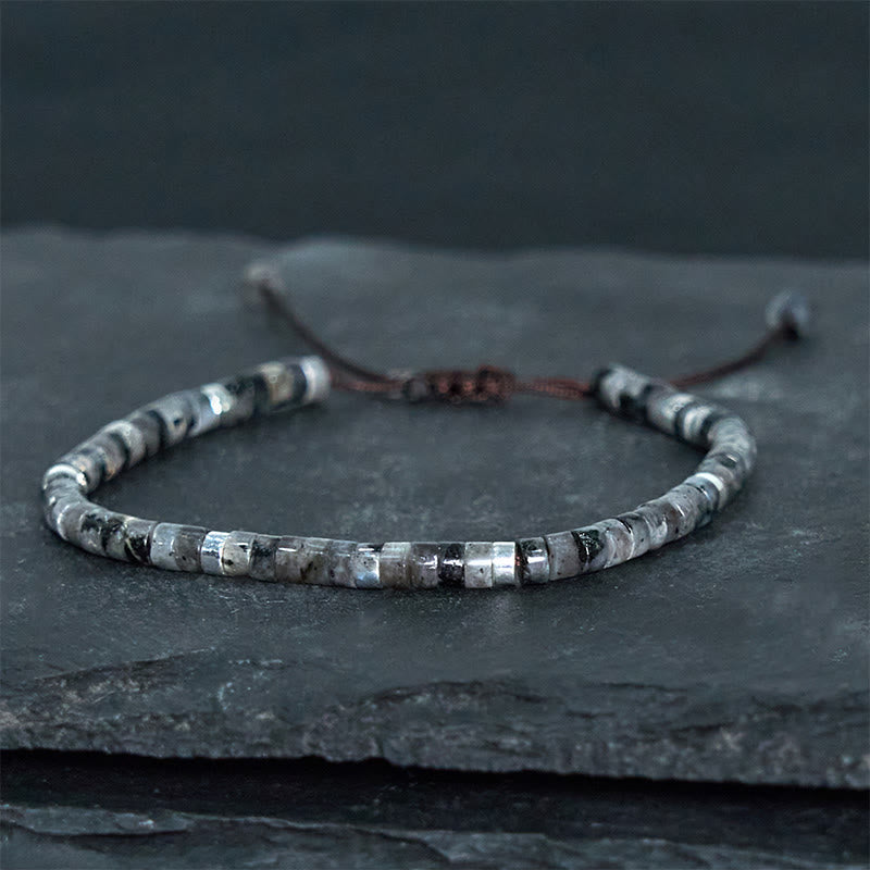 Natural Black Glitter Stone Courage Spacer Bead Bracelet - Image 9