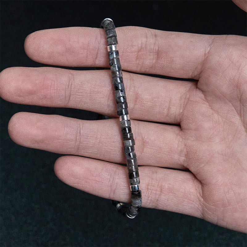 Natural Black Glitter Stone Courage Spacer Bead Bracelet - Image 11