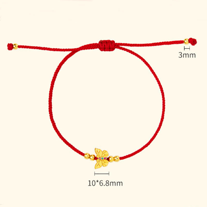 999 Sterling Silver Butterfly Red String Strength Bracelet - Image 11