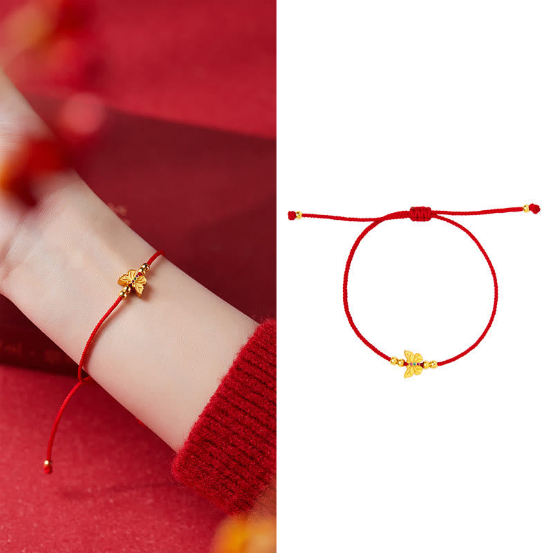 999 Sterling Silver Butterfly Red String Strength Bracelet - Image 13