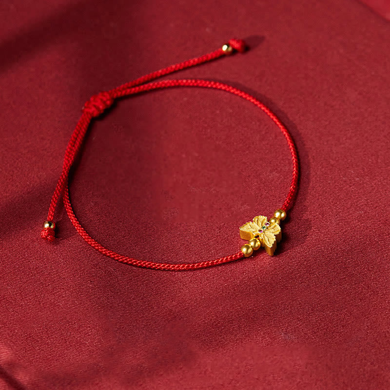 999 Sterling Silver Butterfly Red String Strength Bracelet - Image 3