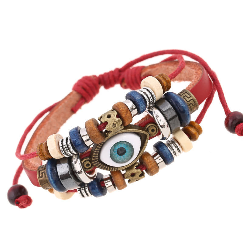 Tibetan Evil Eye Leather Adjustable Protection Bracelet - Image 12