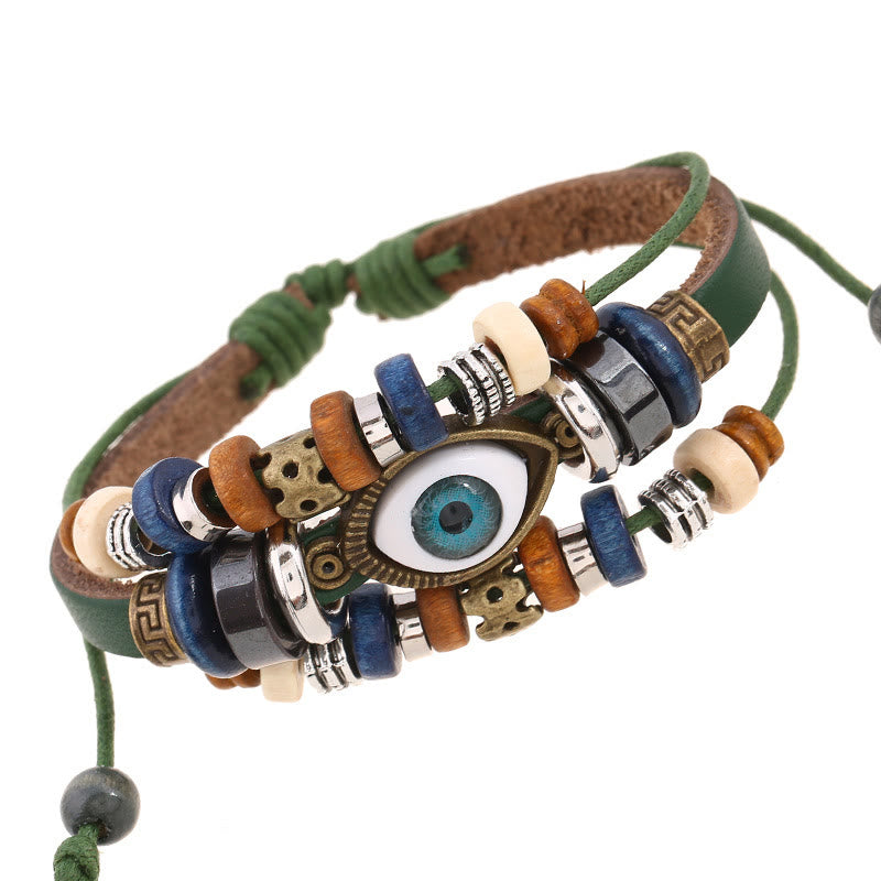 Tibetan Evil Eye Leather Adjustable Protection Bracelet - Image 20