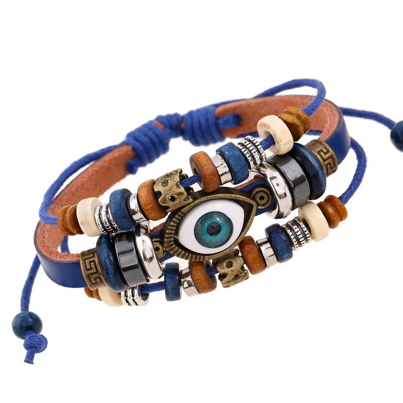 Tibetan Evil Eye Leather Adjustable Protection Bracelet - Image 24